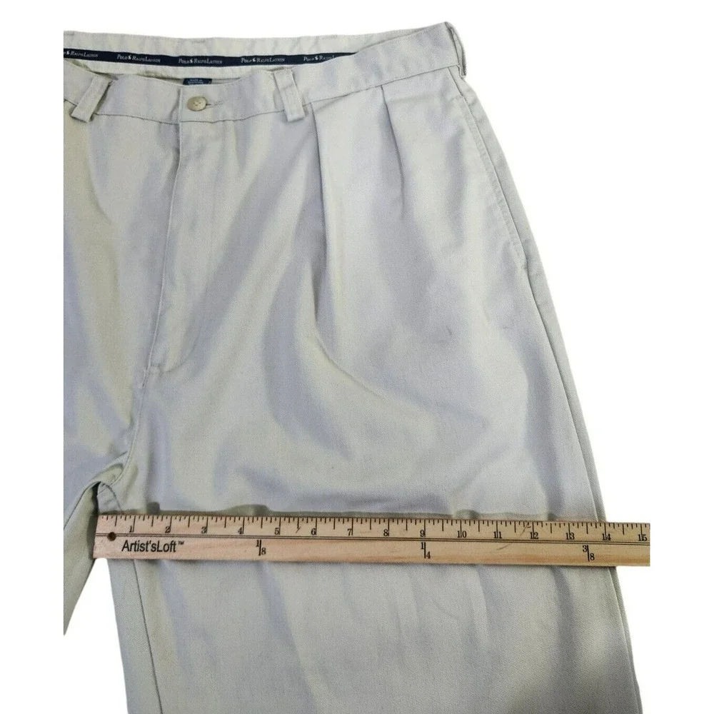 Polo Ralph Lauren Pants Men's 38x30* (Fits 36x29.5) Beige Pleated Straight Leg
